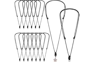 XINJODUZ 15 PCS Mens Leather Necklace Cord Vintage Black Rope Handmade Choker Adjustable Double Knotted Necklaces String Rope Chain Choker with Metal Ring for Men Women Hanging Pendants Jewelry Making