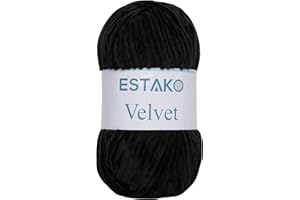 Estako Velvet Chenille Blanket amigurumi Yarn for Crocheting and Knitting Super Bulky 100 gr (132 yds) (1810 - Black)