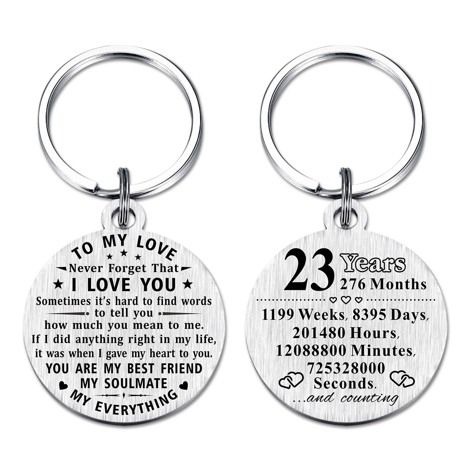 ABBNT 23rd Anniversary Keychain Gifts - Steel Engraved 23 Year Anniversary Decorations - 23 Yr Anniversary for Men Husband Women Wife