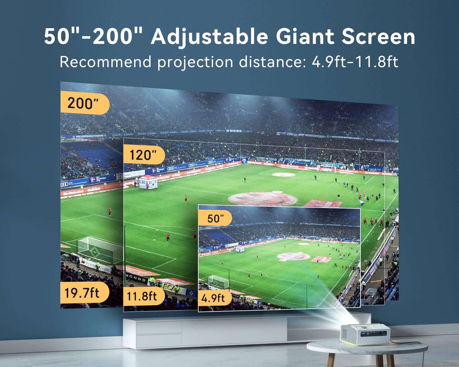 Emotn C1 Projector, Mini Projector with WiFi Bluetooth 5.1, 1080P Supported Portable Projector, 8500Lux 200