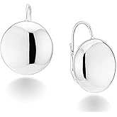 Miabella 925 Sterling Silver Italian High Polished Round Dome Button Bead Ball Statement Leverback Earrings for Women, Made in Italy
