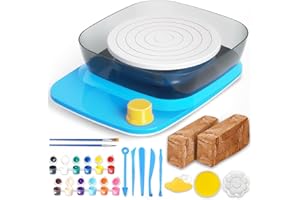 Catcrafter Complete Pottery Wheel for Kids, Teens - Rechargeable and Portable Pottery Wheel Set with 2lb Clay, Paints and Pottery Tools, Arts and Crafts Pottery Activities, Gifts for Kids, Teens