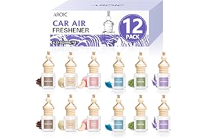 AROIC 12 Pack Car Air Freshener, Car Smell Air Freshener Diffuser Essential Oil Scent for Women & Men, Car Accessories Interior, Hanging Automotive Light Fragrance with Many Flavors