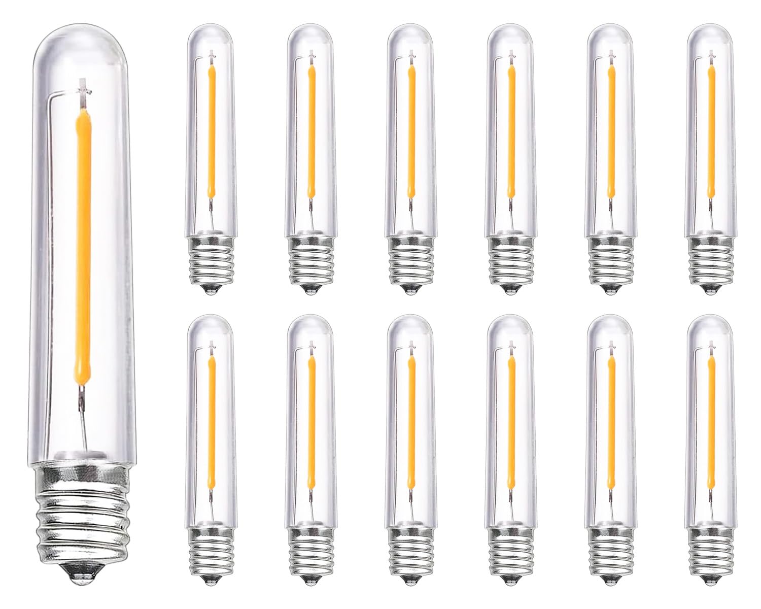 Photo 1 of 12 Pack New S14 LED Replacement Bulbs Dimmable, 0.6W T13 Replacement LED Lights Bulbs 2700K Warm White, Vintage E12 Led Candelabra Bulbs for C7/E12 Bases S14 G40 Outdoor String Lights Shatterproof