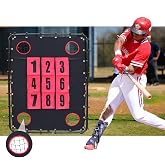 MegaNets Baseball Pitching Net &amp; Replacement Rebounder Net, with 9 Hole Strike Zone Target, 2 in 1 Baseball Training Equipment Nets for Batting, Adjustable Angles Softball Hitting Net for Backyard