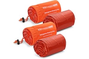 Primacare CB-3684-2 Pack of 2 Emergency Sleeping Bags for Survival, Mylar Blanket/Tent Used for Emergency, Camping, Hiking, Hunting, Outdoors, Perfect for Medical First Aid Supply Kits, Adult, Orange