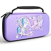 homicozy 3D Unicorn Carrying Casefor Nintendo Switch & Switch OLED Console,Purple Hard Travel Case Shell Pouch for Nintendo Switch Console & Accessories,Nintendo Protective Case for Girls