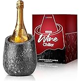 Flexzion Marble Wine Chiller Bucket – Black Wine Cooler & Champagne Bucket for Bar Cart Decor, Kitchen & Parties – Gifts for Men, Women & Enthusiasts – Fits 750ml Bottles