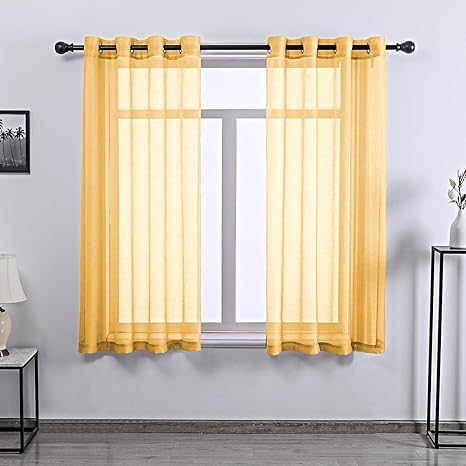 Yellow voile curtains Clearance