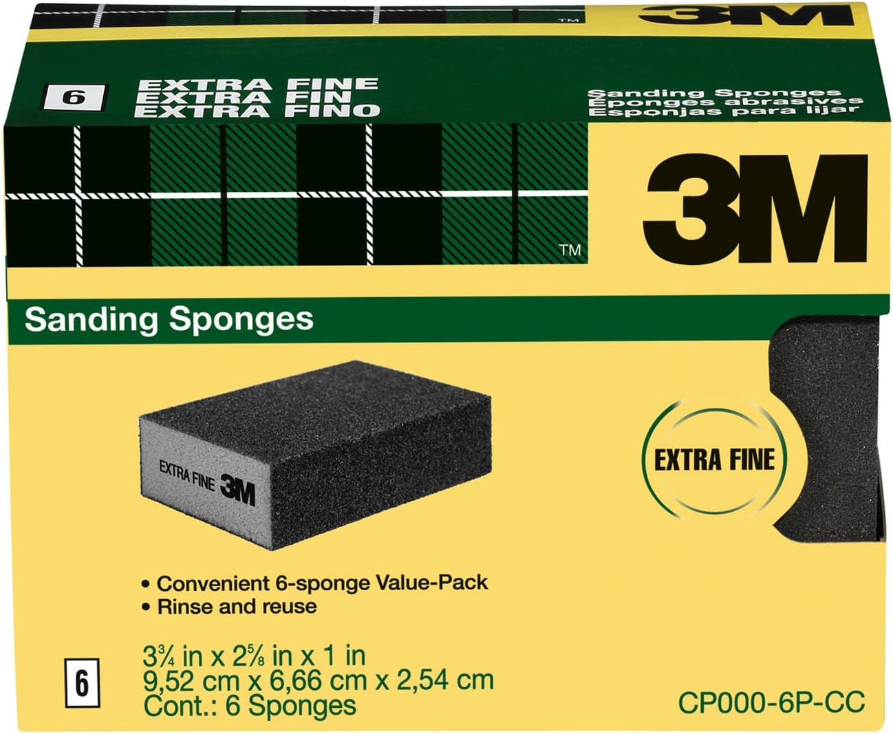 3M Sanding Sponge, Extra Fine Grit, 6Pack Amazon.co.uk DIY & Tools