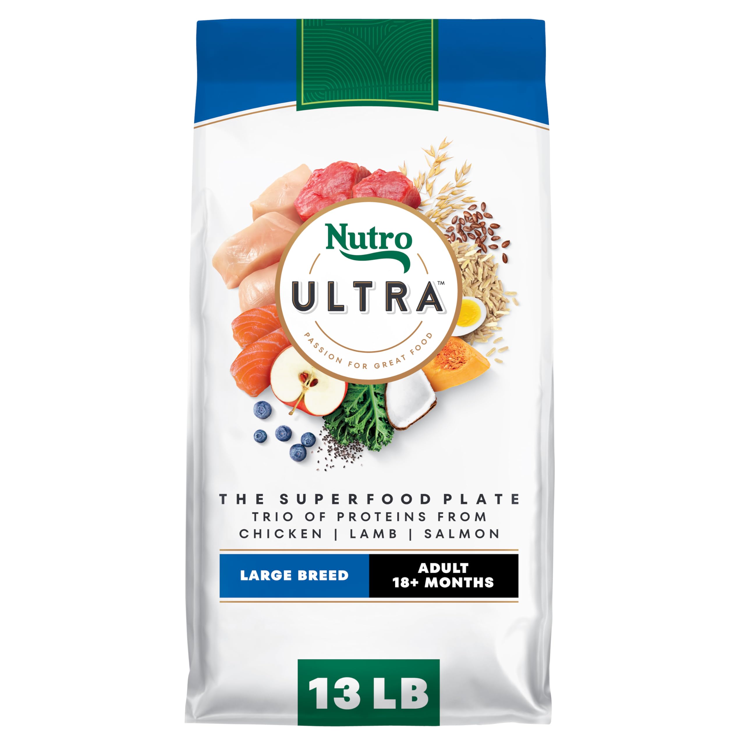 Photo 1 of Nutro Ultra Adult Large Breed Dry Dog Food, Chicken, Lamb and Salmon Protein Trio, 13 lb Bag -- UNKNOWN EXP 