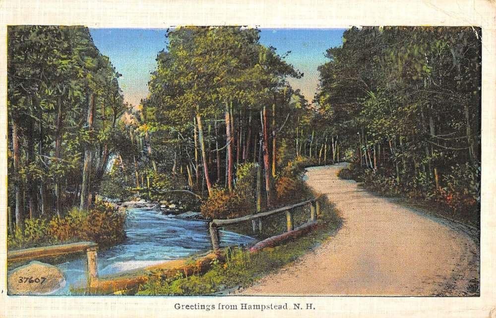 Hampstead New Hampshire River Roadway Greeting Antique