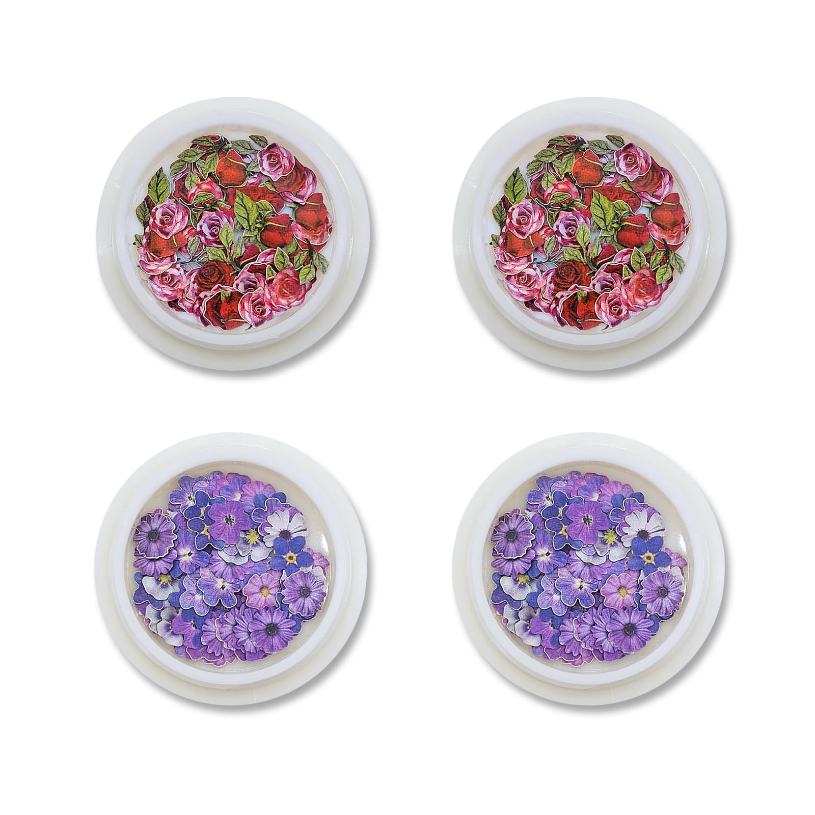 MultiValue 200 Pcs Epoxy Resin Accessories Flowers, Filler Charms DIY Handmade Crafts Wood Supplies Colorful Flower Accessories Fillers for Jewelry Making (Pink + Red)