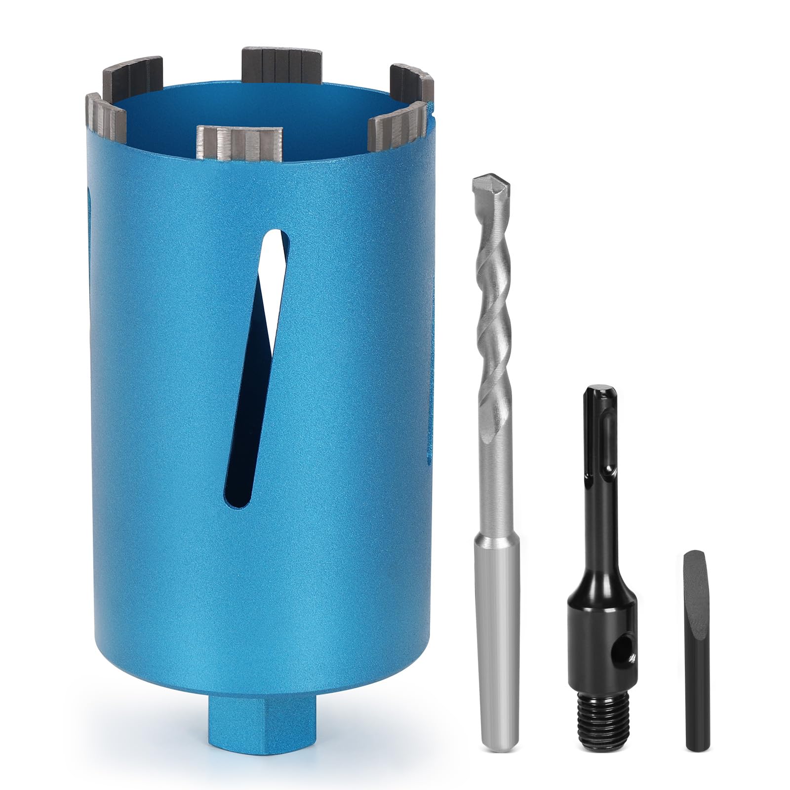 M22 Diamond Core Drill Bit for Core Drill with Turbo, Includes SDS-Plus, Diameter 102 mm, Total Length 200 mm, Wet/Dry Can Drill, Can Drill, Diamond Drill Bit, Wet Drill Bit, Dry Drill Bit for