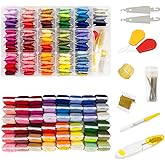 134Pcs Embroidery Floss Kit 100% Cotton Cross Stitch Thread kit Include 96 Colors Friendship Bracelets Floss and Cross Stitch
