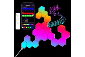 OJQ 20 Pack Hexagon Lights Wall RGB Panel - Hexagonal Led Lights Room Decor Wall Lights Birthday Decorations Gaming Equipment Honeycomb Shape Panels Hexagon Gaming Lights for Bedroom Children