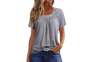 FQZWONG Lightning Deals of Today Summer Tops for Women 2024 Womens Spring Short Sleeve Shirts Casual Ladies Button Blouses