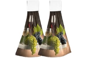 Boccsty Wine Glasses Hanging Kitchen Towels 2 Pieces Grapes Fruits Dish Cloth Tie Towels Hand Towel Tea Bar Towels for Bathroom Farmhous Housewarming Tabletop Home