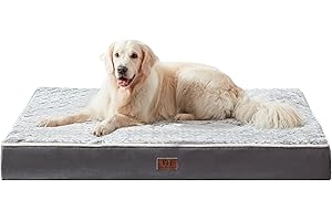WESTERN HOME WH Dog Crate Bed Waterproof Dog Beds with Removable Washable Cover, Flannel Plush Orthopedic Dog Beds for Large Dogs, Anti-Slip Bottom Pet Sleeping Mattress for Large Dogs