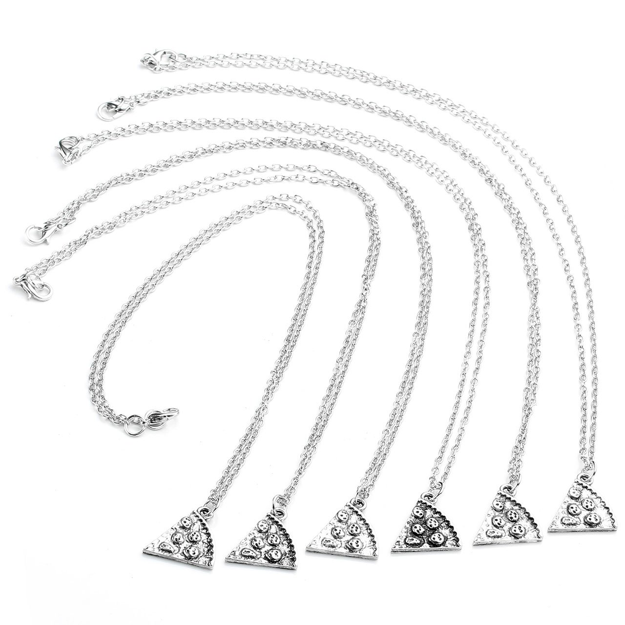 JOVIVI Lot de 6PCS Ensemble Bijoux Collier Pendentif Puzzle Amitie Pizza Nourriture Amitié Alliage Fantaisie Femme Homme Avec 6 Chaines
