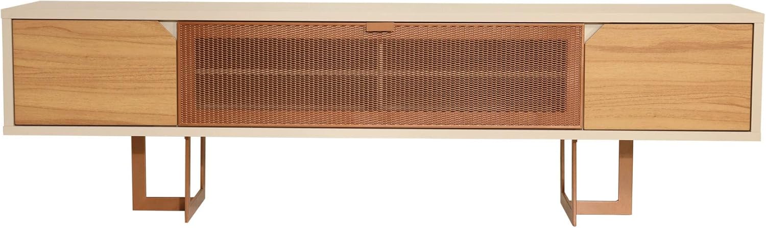 Manhattan Comfort Knickerbocker Contemporary Modern Six Shelves Free Television Stand, 81.1", Cinnamon/Off White: Furniture & Decor