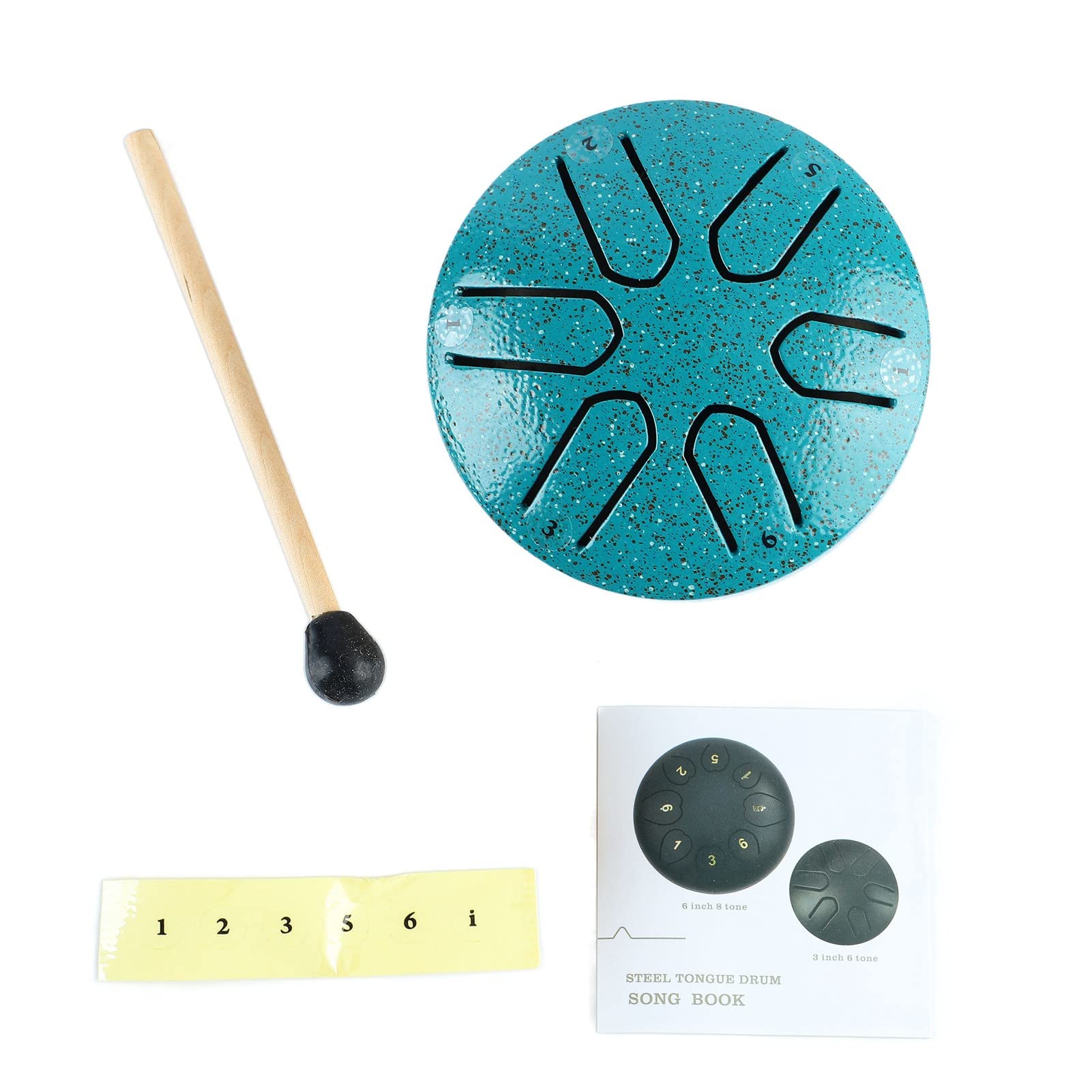 Mini Handpan Drum Steel Tongue Drum 6 Note Percussion Instrument with Drumstick for Beginners and Experienced Musicians (Green)