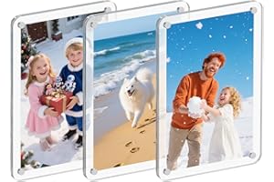 DOOICLEAR 3 Pack Magnetic Picture Frame for Fridge, 4x6 Inch Photo Frame for Refrigerator, Double Sided Clear Photo Frame, Acrylic Picture Magnet Frame for Home, School, Office