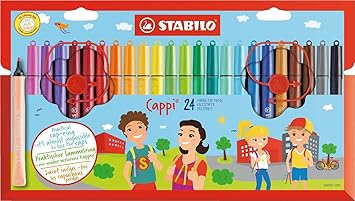 Filzstift mit Kappenring - STABILO Cappi - 24er Pack - mit 24 verschiedenen Farben
