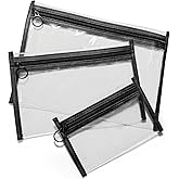 leevanoo Clear Makeup Bags, 3 Pack Small Waterproof Cosmetic Toiletry Bags with Zipper, PVC Clear Travel Bags for Women and M