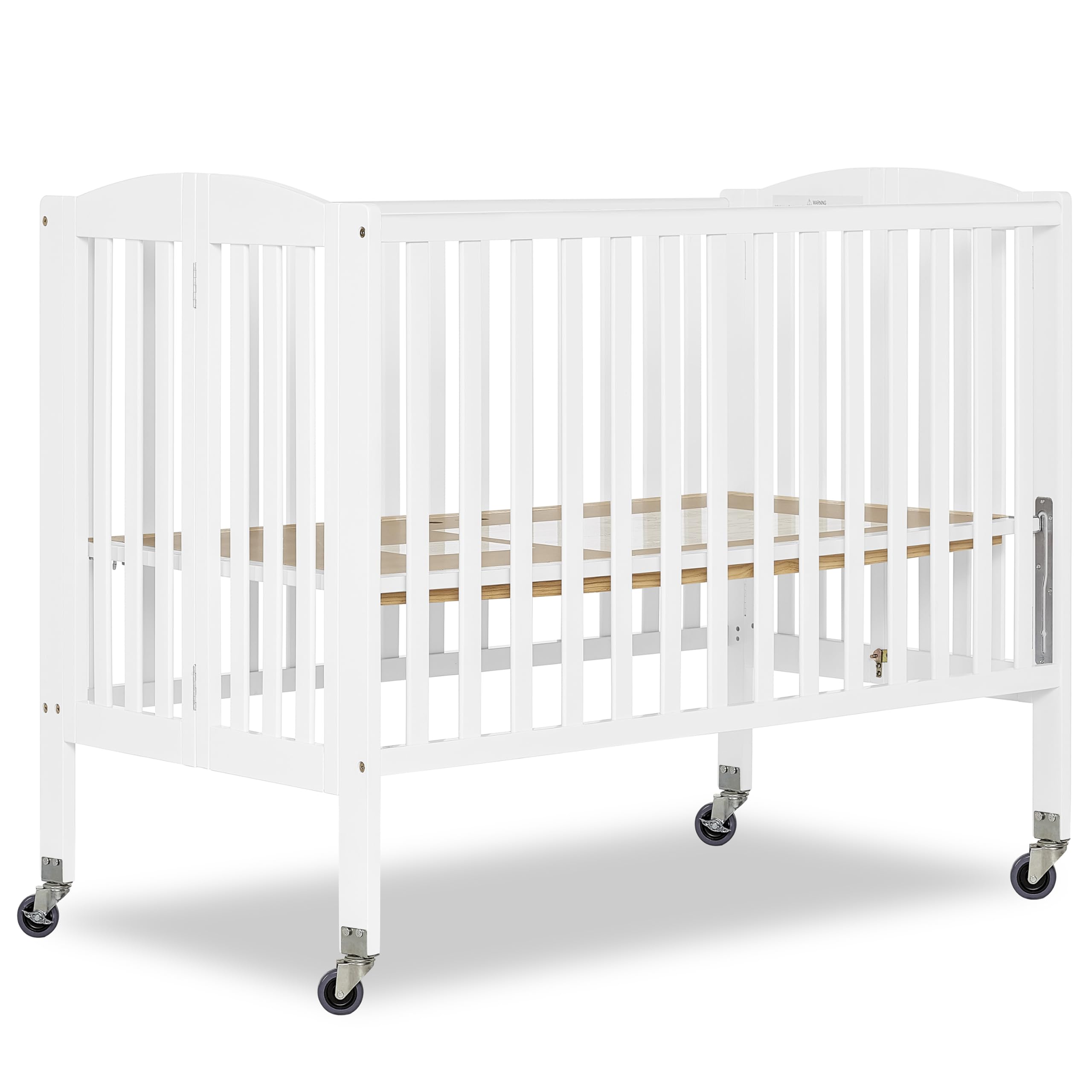 Photo 1 of ***(SELLING AS PARTS ONLY, MISSING PIECES)*** Dream On Me Folding Full Size Convenience Crib In White, Two Adjustable Mattress Height Positions, Comes With Heavy Duty Locking Wheels, Flat Folding Crib  ***(BOX RIPPED/TORN)***