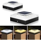 Meomiau 4x4 Solar Post Cap Lights 2 Pack | Auto On/Off,12-20H Runtime,3 Color Modes,2 Brightness,IP67 Waterproof