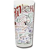 Catstudio Drinking Glass, Michigan Frosted Glass Cup for Kitchen, Drinking Glasses, 15oz Dishwasher Safe Tumbler for Michigan Lovers