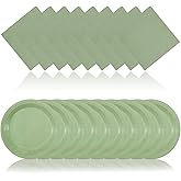 Lousuip 100Pcs Sage Green Party Supplies Serve 50 Sage Green Party Tableware Paper Plates and Napkins Disposable Dessert Plates Napkins for Birthday Baby Shower Wedding Bridal Shower Decorations