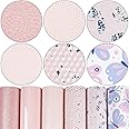 Litchi 6 Pack 8x12 Inch Faux Leather Sheets for Bow Earring, Easy to Cut Vinyl Fabric for Cricut, Durable Fade Resistant Leatherette Without Smell, Baby Pink Series