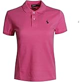 Ralph Lauren Polo Womens Classic Fit Mesh Polo Shirt (Large, Coral Pink (Navy Pony))
