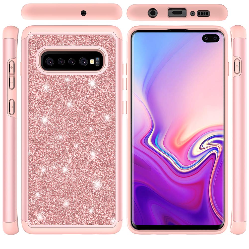 MIITUUELE Galaxy S10e Case, Glitter Case Sparkle Bling, Shining Heavy Duty Protection Dual Layer Hybrid Protective Armor Hard Cover Girls Women Cute Case for Samsung Galaxy S10e (Pink)