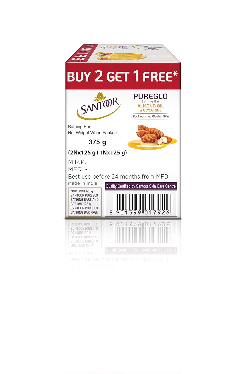 santoor pureglo glycerine soap with almond oil and glycerine