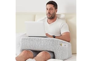 cooloo8 Lap Desk Pillow, Reading pillow for Lap, Work pillow for bed, Laptop pillow for lap, Laptop Stand for sitting in bed adult, Memory Foam Bed Desk Pillow for Working, Gaming, Reading, Crocheting