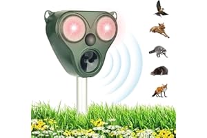HONGXIAN Animal Repeller Outdoor, Solar Ultrasonic Animal Repeller, Ultrasonic Cat Repeller, Repellent for Garden, Waterproof Repeller with PIR Motion Sensor, Animal Repellent for Cat, Dog, Skunks, Squirrel