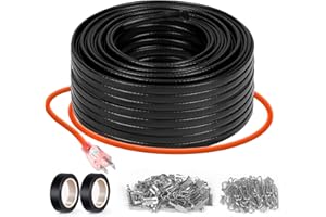 RYLPOINT 3FT~200FT Heat Tape for Water Pipes, -40°F Deicing Heating Cable, Freeze Protected Water Pipe Heating Cable, Heated Water Hose, Plumbing Fixtures, 120V 5W/ft（80FT）