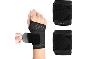 Wrist Brace, 2PCS Adjustable Wrist Support Brace for Pain Relief, Black Carpal Tunnel Wrist Brace, Wrist Wraps for Tendonitis