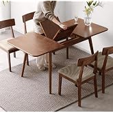 Wayshome 47&rsquo;&rsquo;-63&rsquo;&rsquo; 100% Oak Extendable Dining Table, Solid Wood Folding Kitchen Table, Mid Century Modern Dinner Table for Kitchen, Apartment, Living Room (47''-63'' Walnut)