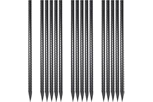 EUOKOK Straight Rebar Stakes 18 Inch 16 Pack Heavy Duty Steel Ground Stakes 1/2 Inch Diameter Landscape Timber Spikes with Chisel Point End for Plant Support, Concrete Form and Fence, Black