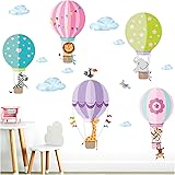 Little Deco Wandtattoo Tiere Im Ballon - 109x64 Cm Bunte Wandaufkleber Für Kinderzimmer & Babyzimmer