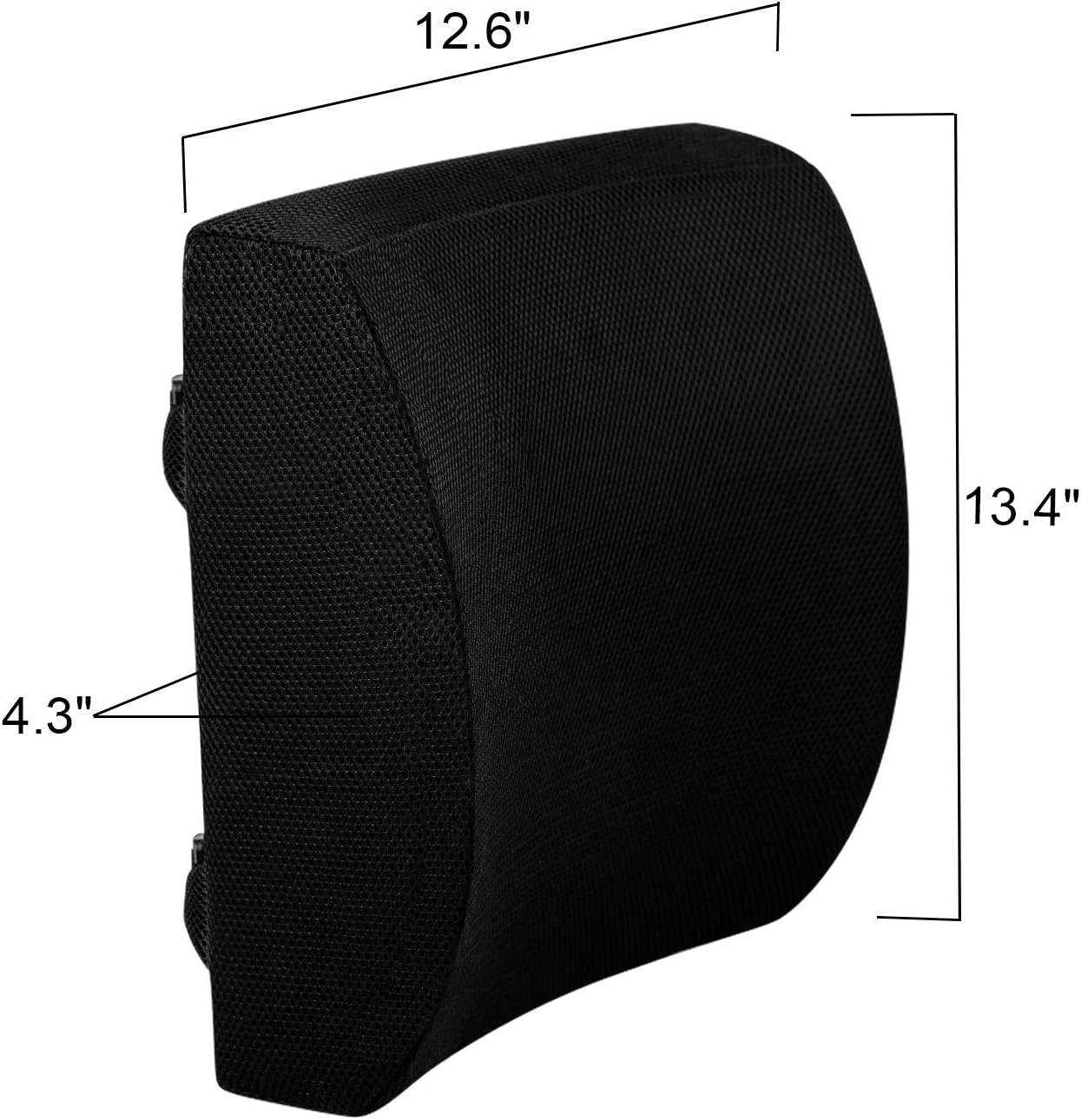 LOVEHOME Memory Foam Lumbar Support Back Cushion with 3D Mesh Cover Balanced Firmness Designed for Lower Back Pain Relief- Ideal Back Pillow for Computer/Office Chair, Car Seat, Recliner etc. - Black: Home & Kitchen
