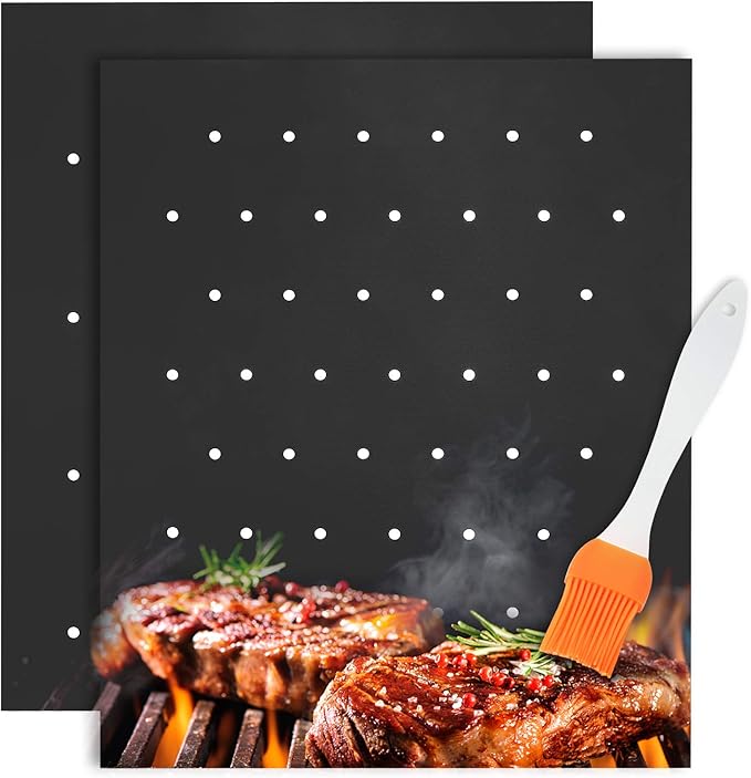 Grill Mats for Outdoor Grill Nonstick Set of 2 Heavy Duty