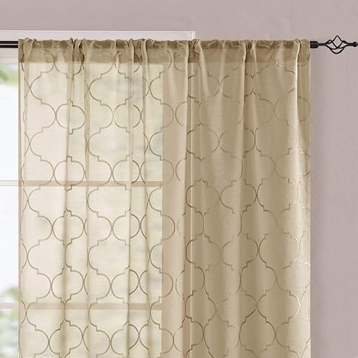 Amazon Com Moroccan Tile Sheer Curtains For Bedroom Rod Pocket