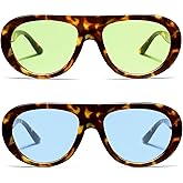 VANLINKER Retro Aviator Sunglasses for Women Chic Classic 70s Vintage Trendy 2025 Chunky UV400 Sun Glasses VL9865