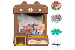 cxjoigxi Large Claw Machine for Kids Adults with Prizes, Adjustable Sound & Light, Mini Vending Machine for Girls Boys, Electronic Arcade Crane Game, Candy Dispenser Toy for Party Birthday Gifts, Bear