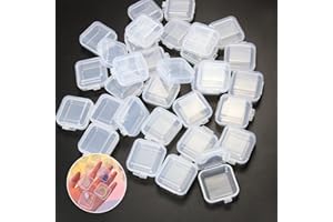 CEBRABOUNZE Cenbee 48 Pcs Clear Small Plastic Storage Containers Anti Oxidation Transparent Jewelry Holder for Item Craft, Beads, Pills, Ear Studs, Necklaces,Rings, Case (1.37 x 1.37 0.7 Inches)
